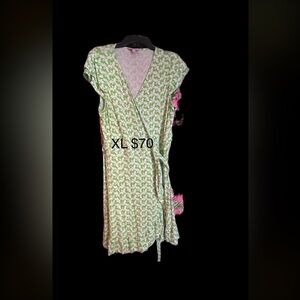 Lilly Pulitzer Green and White Wrap Dress